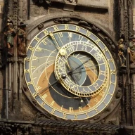 یک نما از ساعت نجومی در پراگ، جمهوری چک