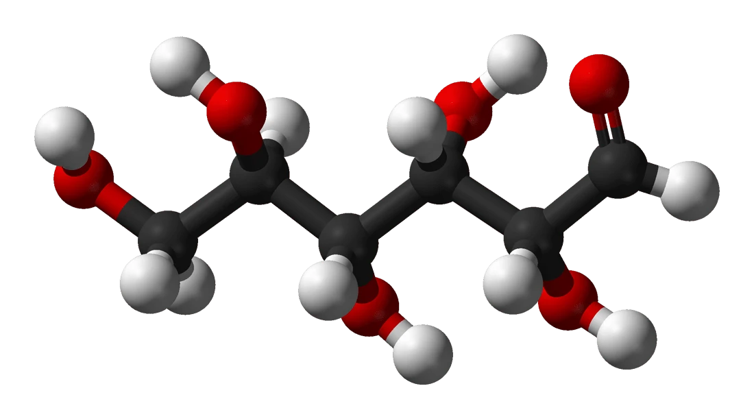 ساختار سه بعدی توپ و میلهای D-گلوکز، یک قند مهم