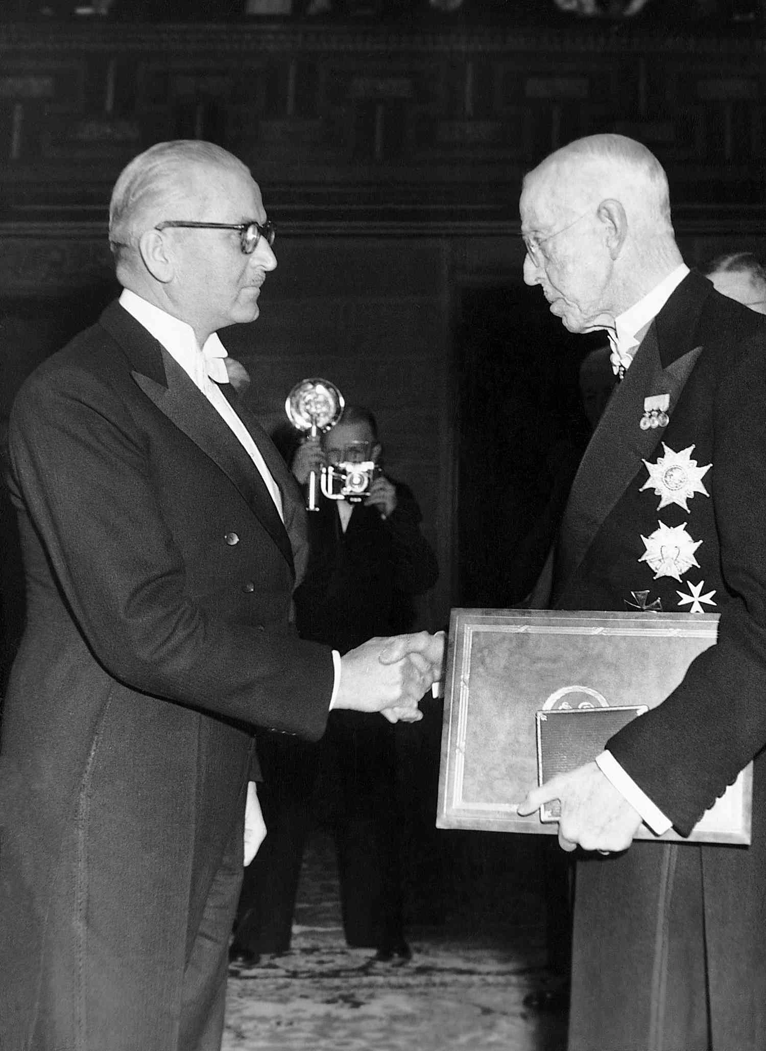 King Gustav V Presenting Nobel Prize at Ceremony