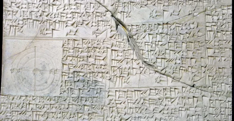 لوح گلی بابلی به خط میخی که مسائل هندسی روی آن حک شده است