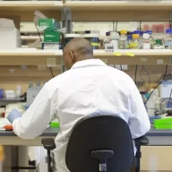 تکنسین آزمایشگاه مرد در حال تحقیق